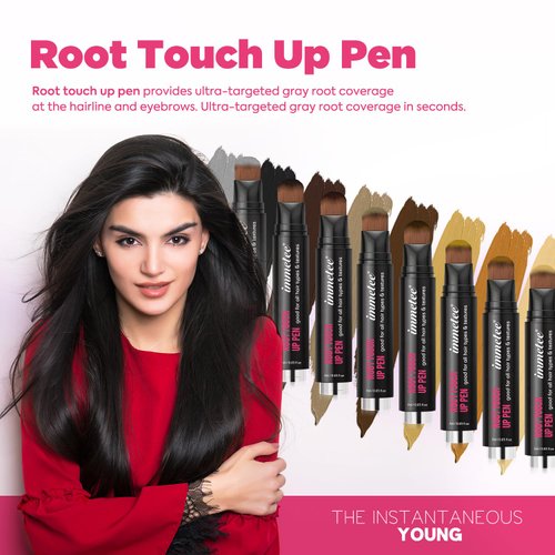 immetee Hair Root Touch Up Pen, Instant Hairline Concealer Pen Hair Dye Brush Pens, Root Concealer & Gray Hair Coverage. 7ml/0.23fl oz (Dark Yellow)