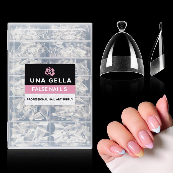 UNA GELLA Almond Nail Tips Extra Short Half Cover 504pcs- Soft Gel Short Almond Fake Nails Matte Clear Almond Gel x Nails Self-handle for Nail Extension DIY Nail Salon Gift for Her, 12Sizes