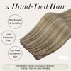 Full Shine Genius Weft Hair Extensions Sew In Hair Extensions 20 Inch 60G Hand Tied Weft Extensions Soft Straight Hair Weft Human Hair Color Light Brown Highlight Platinum Blonde