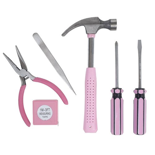 Trimate,PinkTool Set,Includes – Hammer, Screwdriver Set, Pliers (Tool Kit for The Home, Office, or Car)