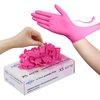 FINITEX Pink Nitrile Disposable Latex Free Gloves - 3.5mil 100PCS/Box Latex Free Powder Free 9inch Gloves Guantes de Nitrilo Cleaning Medical Exam Food Cooking Gloves(100, X-Small)