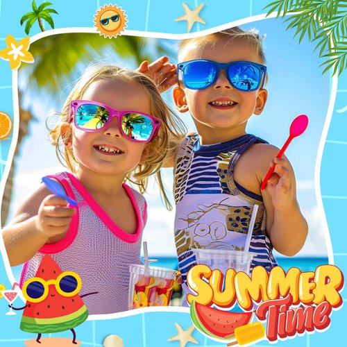 GIFTINBOX Kids Sunglasses Bulk，Kids Sunglasses Party Favor For Kids 4-8, 24Pack Translucent Sunglasses For Kids Boys Girls Age 3-8, Party Favors For Kids 3-5 UV400 Protection Pool Beach Party Favors……