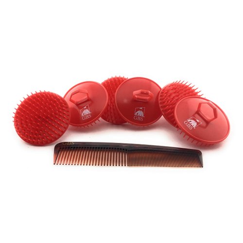 G.B.S Soft Scalp Massage Brush and Styling Comb for All Purpose for Women and Men, Red, Pack of 6