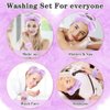 FOSUYI Spa Headband for Washing Face Sponge Bubble Headbands Face Wash headband and wristband set for Women Girls Makeup Skincare Cute Head Wear Portable Hair Accessory for Travel (Purple02)