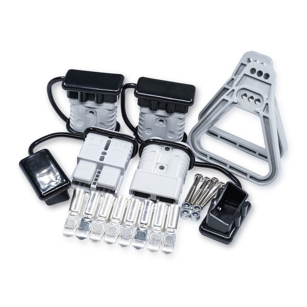 micrl 4PCS 2-4 Gauge 175 Amp Battery Quick Connectors with Handle, Jumper Cable Plug Connect/Disconnect for Recovery Winch, Towing Systems (Grey)