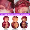 Valkous 28 Inch 99j Burgundy Lace Front Wigs Human Hair Straight Wigs for Women Glueless 13x4 Lace Front Wigs Human Hair Colored 180% Density Red Straight Lace Front Wigs Human Hair Pre Plucked Wigs
