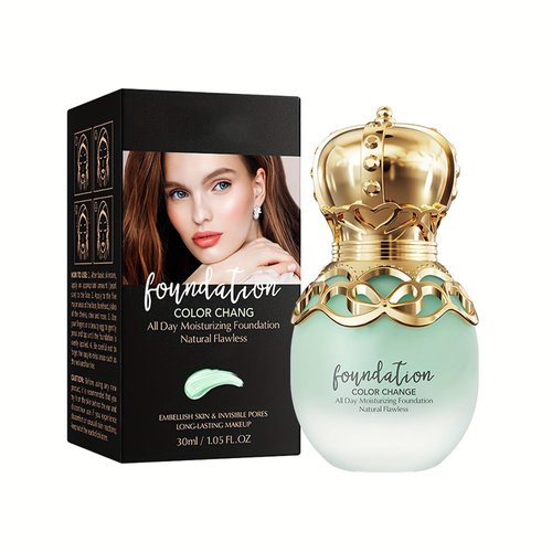 Color-Changing Foundation, High Coverage Long-Lasting Moisturizing Matching Self Adjusting Foundation, Skin Tone Concealing Foundation BB Cream Suitable for All Skin Types,1.05 Oz/30g Ivory White
