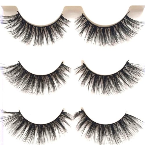 Sunniess Hair Imported Korea Fiber Faux Mink False Eye lashes Handmade Reusable Long Cross Volume Dramatic Lashes Natural Look Makeup Thick Black Fake EyeLashes