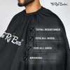 The Rich Barber 360 Barber Cape - Lightweight Professional Hair Cutting Apron - Water Resistant Cloth Haircut Gown - Universal Fit for All Neck Sizes (Black)