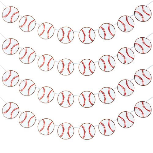 Boao 4 Pieces Baseball Banner Baseball Paper Garland Baseball Party Decorations Baseball Bunting Decor Sports Birthday Baby Shower Party Supplies
