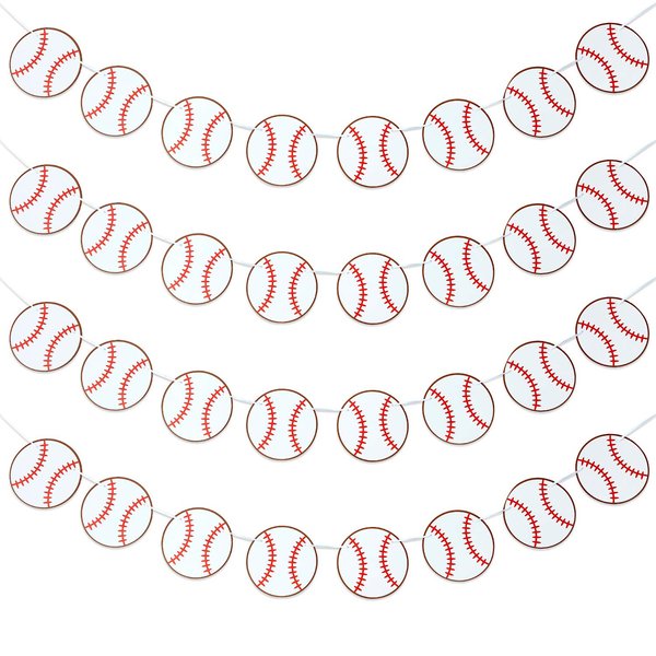 Boao 4 Pieces Baseball Banner Baseball Paper Garland Baseball Party Decorations Baseball Bunting Decor Sports Birthday Baby Shower Party Supplies