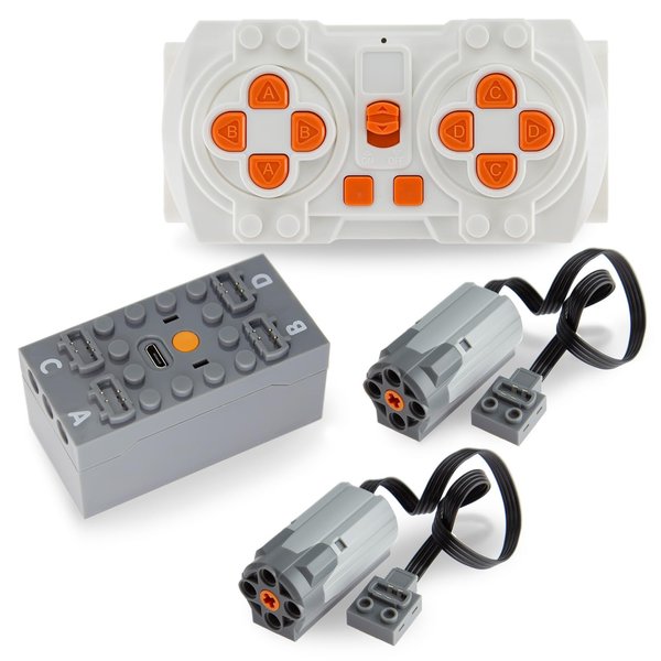 TEESE 4pcs Technic-Motor Set with Motor-Remote-Control, Battery-Box, Compatible with Technic-Parts