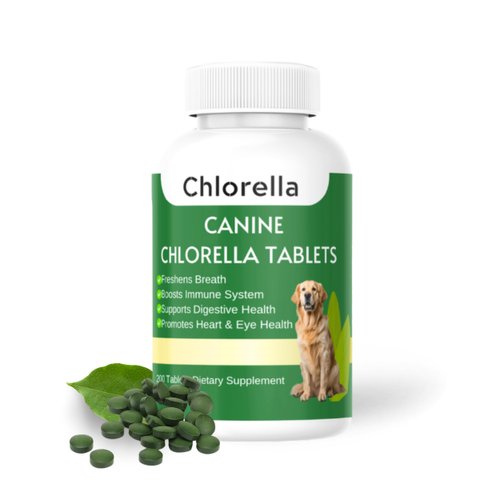 Chlorophyll for Dogs - Chlorella Tablets & Chlorophyll Pills - Natural Breath Freshener & Detox - Human-Grade Vegan Dog Greens with Chlorophyll, 200 Tablets