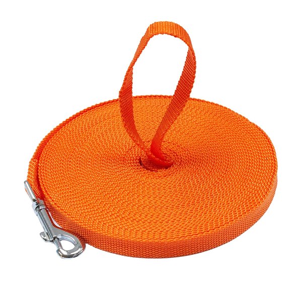 Downtown Pet Supply - Long Dog Leash - Dog Training Leash - Recall & Obedience Dog Training Tools - Nylon - 50 ft - Orange Dog Leash