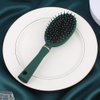 Reazana Detangling Brush Anti-Static Detangler Hair Brushes with Silicone Cushion Base Blow Drying Comb Nylon Bristle Pins Fashion Massage Brush Wet or Dry All Hair Types Styling Dark Green (Oval)