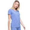 Dickies EDS Essentials, Mock Wrap Top Scrubs for Women with Four-Way Stretch and Moisture Wicking DK625, M, Ciel