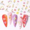 5D Flower Nail Art Stickers, 5D Embossed Floral Nail Decals Daisy Small Flower Floral Nail Art Supplies Luxurious Spring Summer Nail Design Manicure Decoration for Women Girls(4 Sheets)