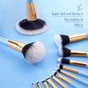 Enther & LaFeel Makeup Brush Set, Premium Cosmetic Wood Handle Brushes 12pcs for Foundation Blending Blush Concealer Eye Shadow, Cruely-Free Synthetic Fiber Bristles, Blue Collection