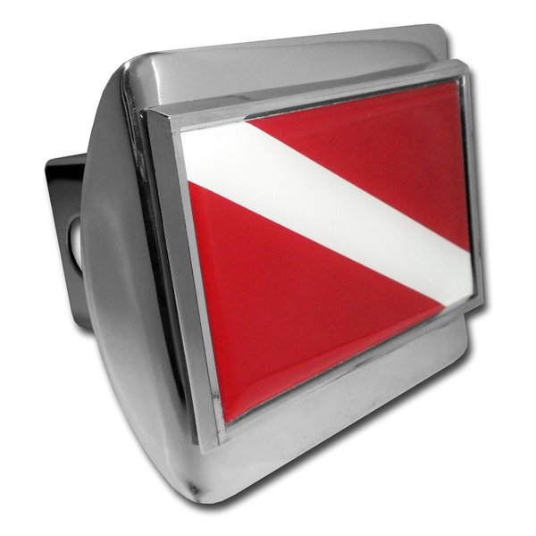 Scuba Dive Flag Chrome Metal Hitch Cover