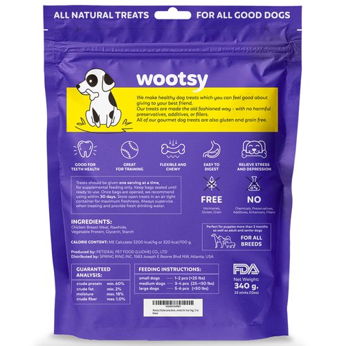 Wootsy Chicken Wrapped Knotted Rawhide Bones Dog Treats - Dog Dental Health Support, Long-Lasting, Grain Free Canine Treats - Low-Calorie & High-Protein Real Chicken Dog Chews, 25 Bones per Pack