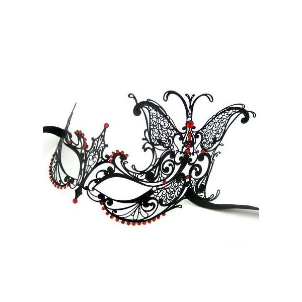 Black Extravagant Butterfly Mask Mardi Gras Masquerade Mask Majestic Party Halloween Ball Prom by QJ