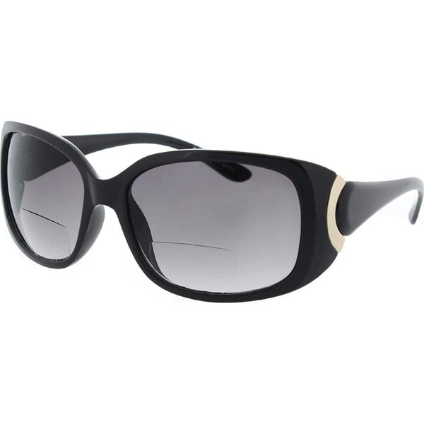 Incredible Bargains The Vogue Bifocal Sunglasses Reading Glasses, Outdoor Sun Reading Bi Focal Readers with Designer Style for Women + 2.00 Black