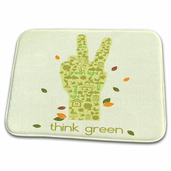 Dish Drying Mat - Earth Day Eco-Friendly Environmental Peace Hand Think Green Floral and Nature Designs