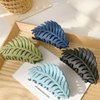 Junfamilee Hair Clip, 1Pc Green Leaf-shaped Hair Clip with Many Teeth, Big Claw Clips, 3.5 Inch, Non slip Leaves Hair Catch Barrette Jaw Clamp Hairpins for Women Girls, Hair Accessories