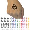 Celtic Triquetra Knot Silhouette Temporary Tattoo Water Resistant Fake Body Art Set Collection - Dark Green (One Sheet)