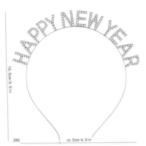 BinaryABC Happy New Year Headband Tiara,Rhinestone New Year Headband,New Year Eve Hair Accessories Party Supplies Favors