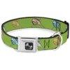 Dog Collar Seatbelt Buckle Marlin Green Multi Color 11 to 17 Inches 1.0 Inch Wide