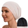 Hat Hut 100% Mulberry Silk Lined Sleep Cap Pure Silk Bonnet for Curly Hair Wrap Bonnet for Sleeping Silk Lined Slouchy Beanie (Pink)