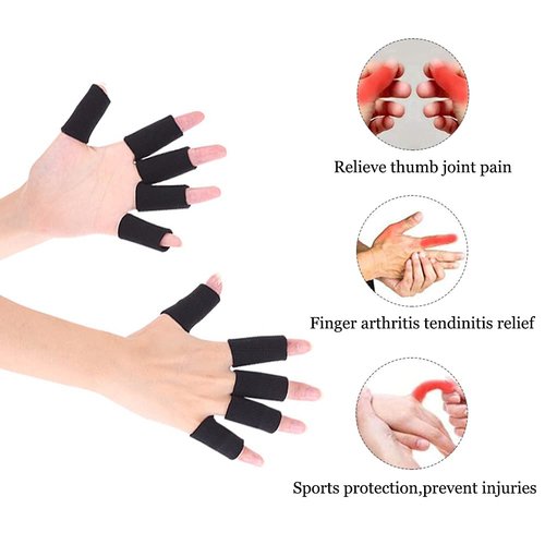 Finger Arthritis Sleeves (30Pcs), Elastic Thumb Splint Brace Support Protector Finger Compression Sleeve for Arthritis Joint Pain Relief, Breathable Finger Tape for Triggger Finger Sports Aid Support