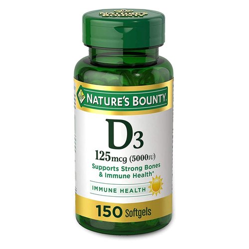 Nature's Bounty Vitamin D-5000 IU Softgels, Maximum Strength 150 ea ( Pack of 2)