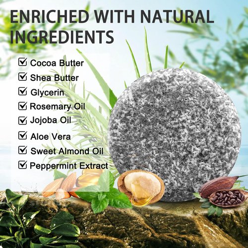 Natouch Natural Shampoo Bar for Dry Hair, Solid Travel Bar Shampoo for Treated Dry Damaged Frizzy Hair and Dandruff, Hair Soap Bar with Cocoa butter, Aloe Vera, jojoba oil and rosemary oil