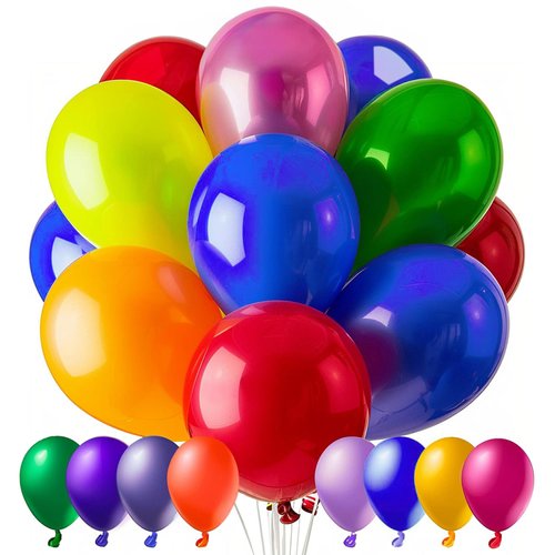 JOWINER 100 PCS Balloons, 12 Inch Assorted Colors Balloons & 10 Kinds of Color Balloons, Latex Balloons Bulk for Birthday, Baby Shower, Wedding, Family Party.