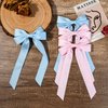 4PCS Silky Satin Hair Bows Hair Clip Pink Blue Hair Ribbon Clips for Women Ponytail Holder Hair Accessories Alligator Clips Bow for Women Girls Toddlers Teens Kids