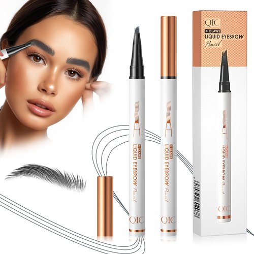 Microblading Eyebrow Pen,Waterproof Magic Eyebrow Pencil,4 Tip Eye Brow Pen,Long-lasting Natural Makeup Fine Stroke Tattoo Pen Eyebrow Pencil Stay on All Day for Women(Gray-C)