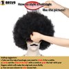 BECUS 5pcs Afro Wig Men Set 1970s 80s Wig for Men, Disco Wig for Halloween Party, Short Wigs for Men Boys, Rocker Costume Set Wig for Cosplay Costume(Wig+Glasses+Mustache+Necklace+Wig Net)