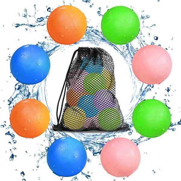 SOPPYCID Magnetic Reusable Water Balloons: 8 Pack Refillable Water Bomb Splash Balls Self Sealing Quick Fill - Latex-Free Silicone Water Toys for Kids Adults - Water Games Outside Summer Fun Party
