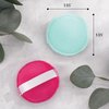 S&T INC. Gentle Face Scrubbers, Dual Sided Face Exfoliators with Elastic Strap, 3.3 Inch Diameter, 2 Pack, Teal/Pink