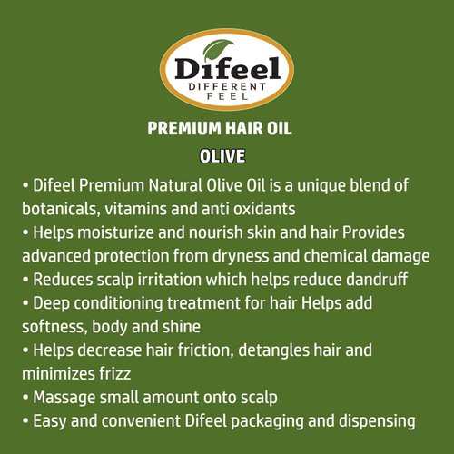 Difeel Premium Natural Hair Oil - Olive Oil 2.5 ounce (6-Pack)