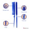 Allegro Combs Rat Tail And Three Row Combs For Women Parting Hairstylist Wide Tooth Comb Detangling Hair Styling Apply Product In Curly Hair Made In The USA 2 Pcs. (Royal Blue)