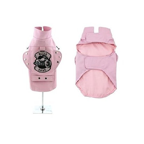 DOGGIE DESIGN Biker Dawg Motorcycle Dog Jacket Harness Vintage Pink Faux Leather - Choose Size(Small)