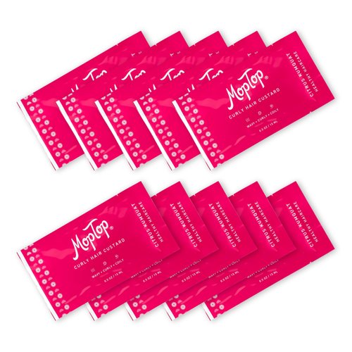 MopTop Trial Bundle - Curly Hair Custard Styling Gel for Fine, Thick, Wavy & Kinky-Coily Hair, Frizz Control, Moisturizing Curl Definer & Activator, 10 Sample Packets (0.5oz)
