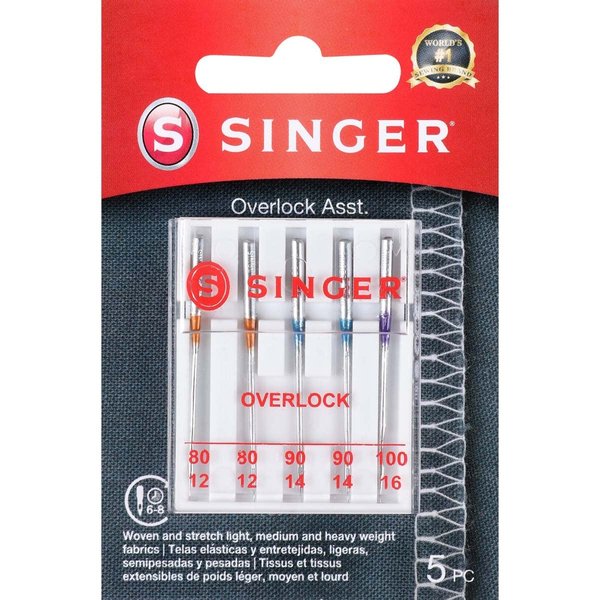 SINGER 04803 Regular Point Overlock Needles, 5-Count