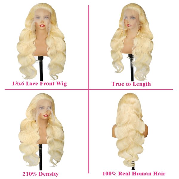 Koiaskral 613 13x6 Lace Front Wig Human Hair 30 Inch 200% Density Blonde Wig Human Hair Body Wave 613 HD Transparent Lace Frontal Wig for Women Pre Plucked with Baby Hair