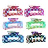 baotongle 6pcs Checkered Hair Claw Clips for Thin Thick Hair Checkered Hair Clips Acrylic Small Claw Clip with Strong Hold for Women Girls Long Short Hair(4.1x2.1'', Multicolor)