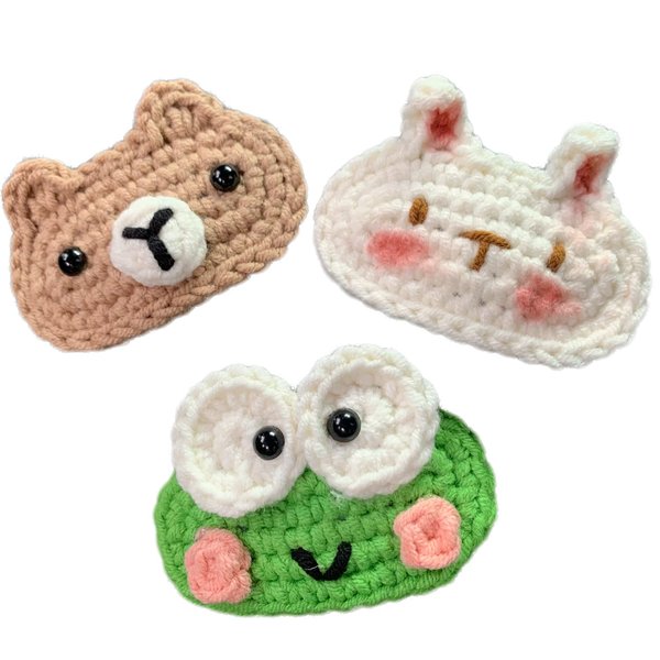 CHERRY CAT Hand-knitted woolen hairpins handmade hairpins animal hair clips cute bangs clips for girls unique hair clips (Mix 2)