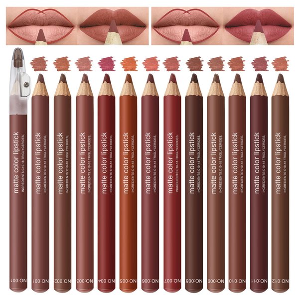 AOAZXBB 12 Colors Lip Liner Set Lip Liner Pencil Natural Nude Brown Matte Lip Liner Long Lasting Smooth Lip Liner for Daily Lip Makeup